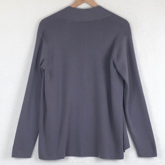 EILEEN FISHER Italian Yarn Open Cardigan Women's Sz L Purple Gray L/S Sweater - Picture 2 of 9